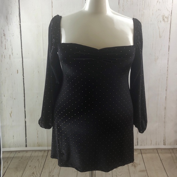 ASOS Curve Dresses & Skirts - ASOS Curve Velvet Gold Studded Dress